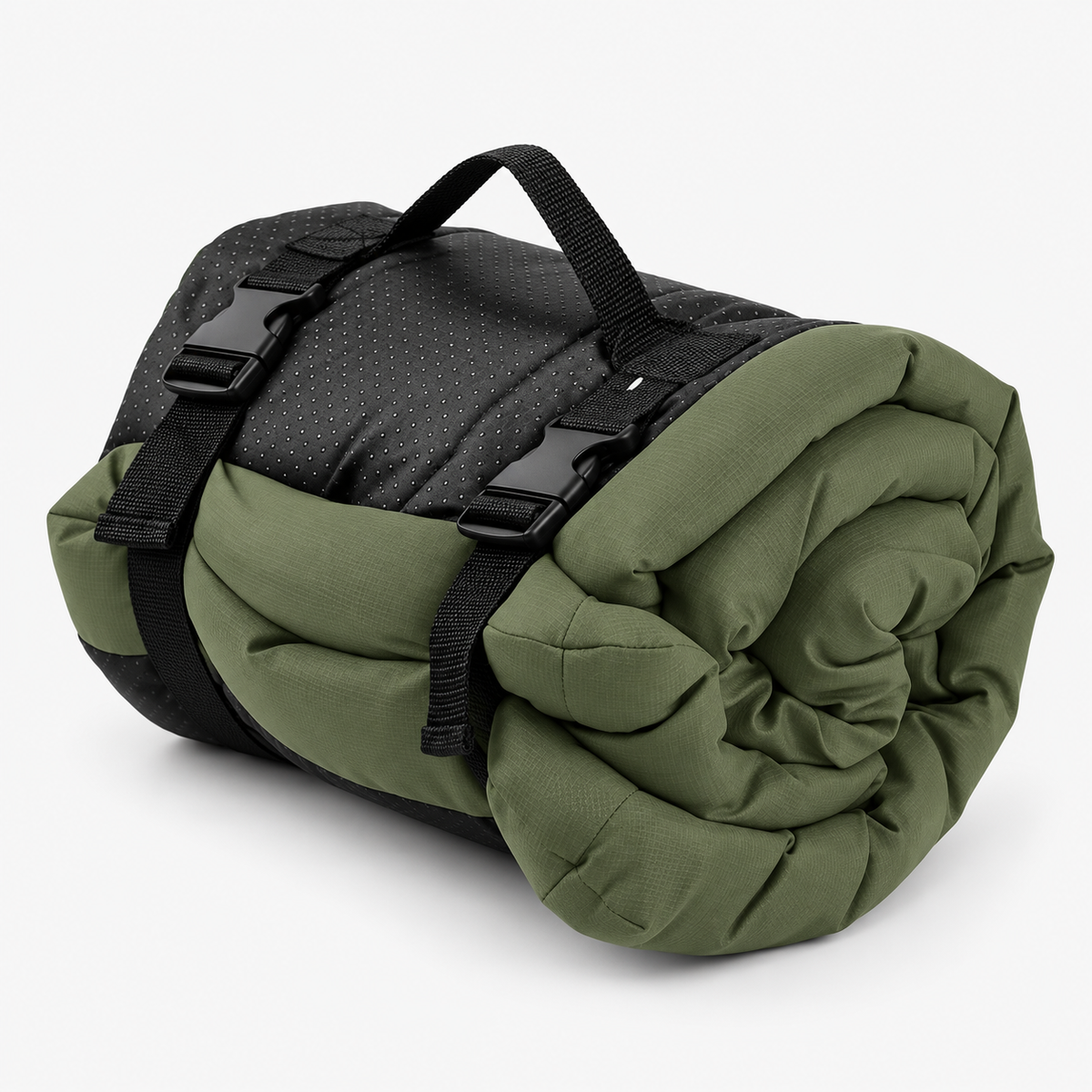 Portable dog travel bed arranged for a large-dog camping setup