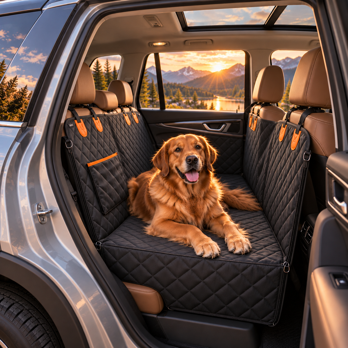 Waterproof Dog Car Seat Hammock & Rear Seat Protector