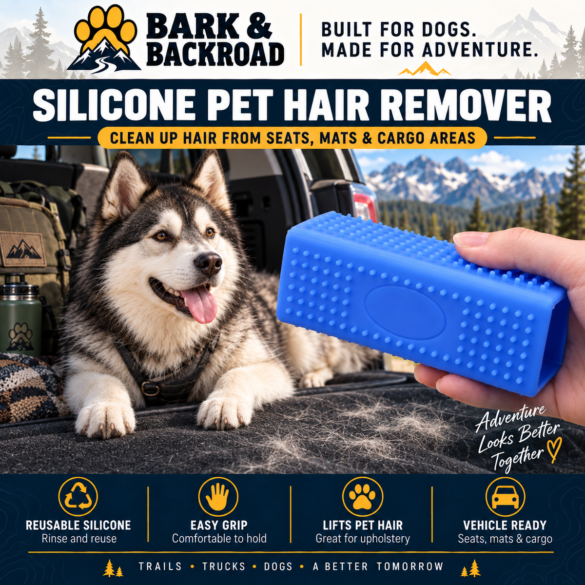 Reusable Silicone Pet Hair Remover for Car Seats & Upholstery