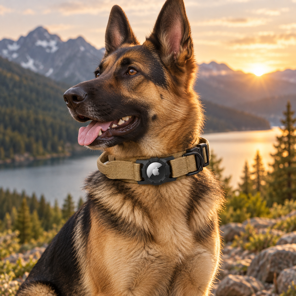 AirTag-Compatible Adventure Dog Collar with Control Handle