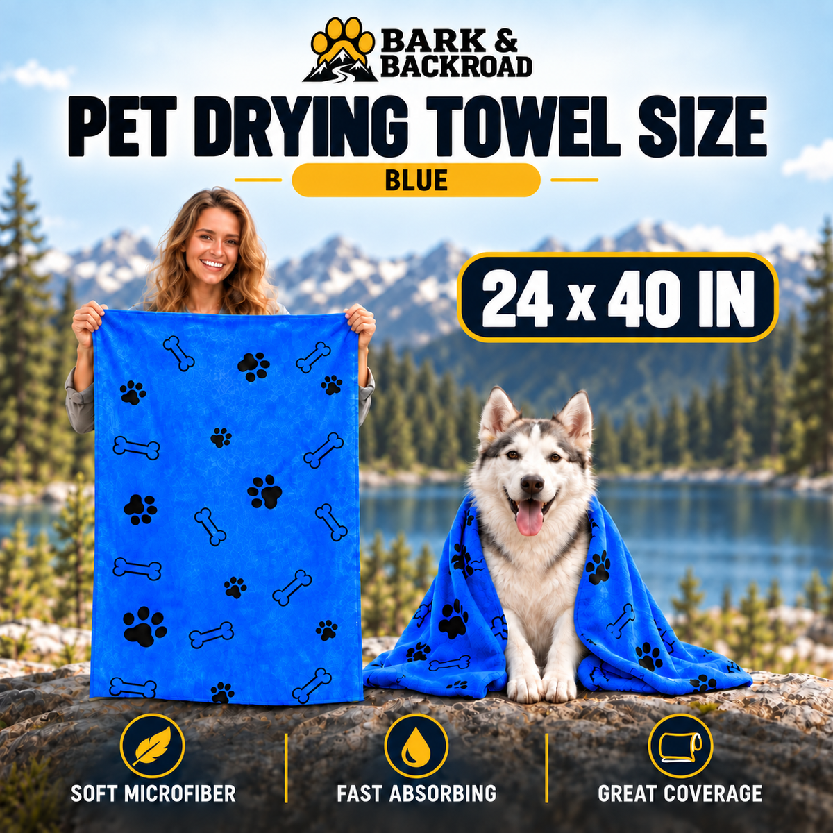 Quick-Dry Microfiber Dog Towels – 2 or 4 Pack