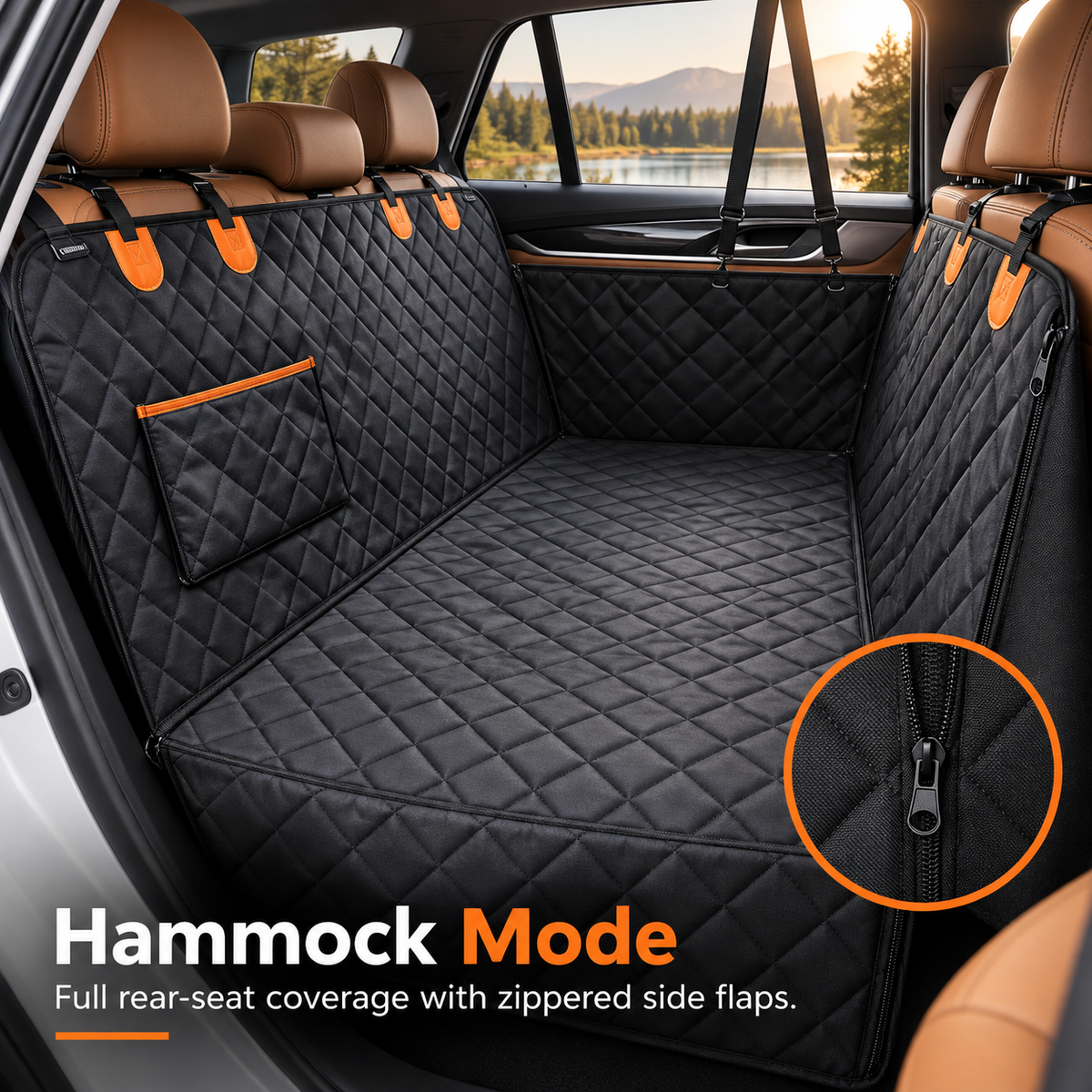 Waterproof Dog Car Seat Hammock & Rear Seat Protector