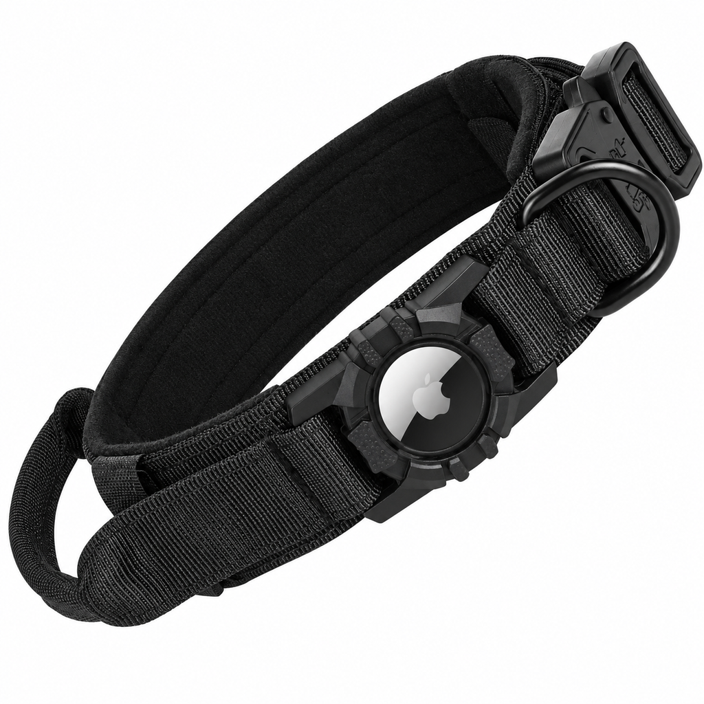 AirTag-Compatible Adventure Dog Collar with Control Handle